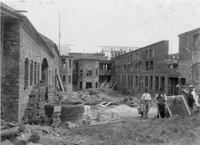 Factory courtyard under construction